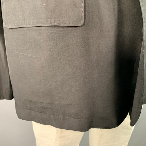 YOHJI YAMAMOTO Size XL Black Silk Single Breasted Drop Shoulder Sport Coat - Picture 5 of 8
